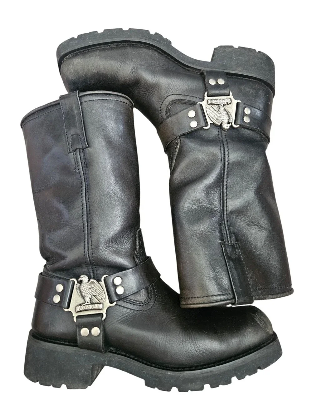 Black Talon Mens Size 10 D Vintage Leather Harness Biker Motorcycle Boots 6201